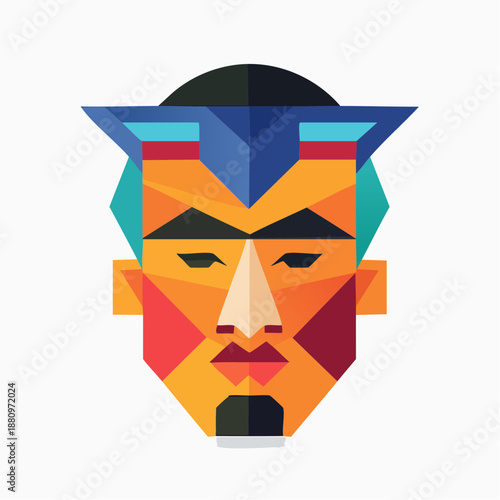Geometric Male Face Illustration Artwork Design.