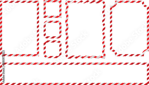 Red and white striped candy cane style frames and borders on a clean white background.
