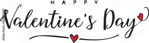 Happy Valentines Day greeting card. Calligraphic design for print cards, banner, poster, text lettering for Valentines Day with hearts shape Vector illustration isolated on white background.