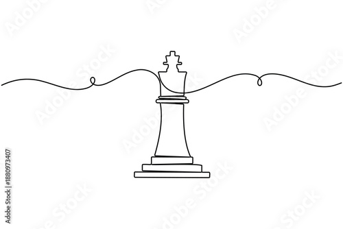 Business company vision strategy chess icon continuous one line drawing on white background minimalist king core decision maker symbol outline vector illustration