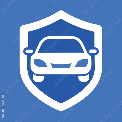 Minimalist Car Icon with a Shield Symbolizing Automotive Safety and Insurance Protection