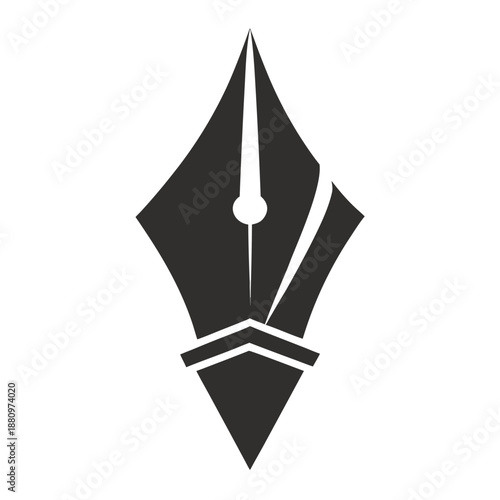 Abstract Ink Pen Nib Logo for Minimalist Writing and Creative Literature Branding, Elegant Fountain Pen Icon