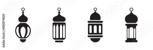 Islamic lantern icon set silhouettes traditional arabic lamps collection for ramadan kareem design