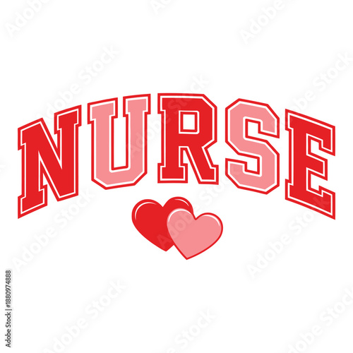 Nurse Valentine Bold Typography with Heart Icon Design