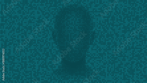 Minimalist anonymous face silhouette built from binary numbers