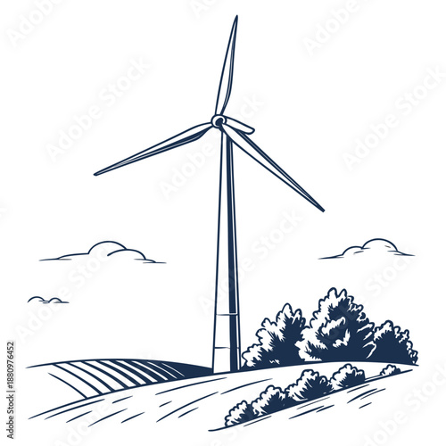 Wind turbine in countryside