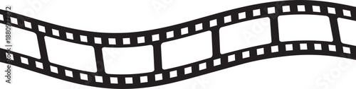 Black and White Wavy Film Strip Border Illustration for Cinema, Movie and Photography Design Projects

