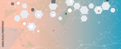 Futuristic  medical and science background, DNA strands, connected neural web