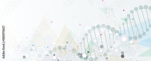 Futuristic  medical and science background, DNA strands, connected neural web