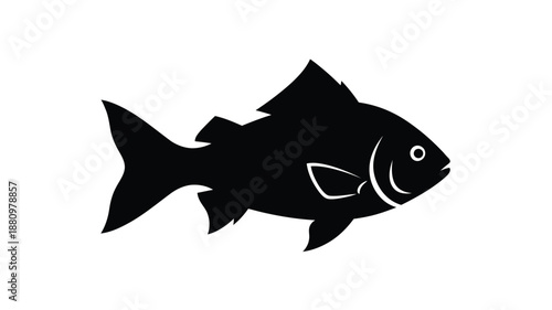A simple black fish illustration with a bold defined silhouette