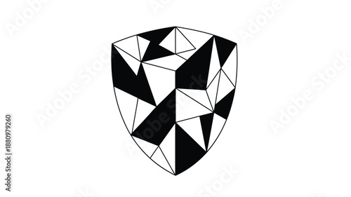 Abstract geometric shield design with contrasting shapes a striking silhouette