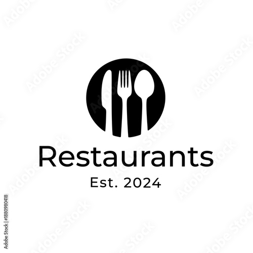 Restaurant Logo Design featuring Cutlery and Establishment Year