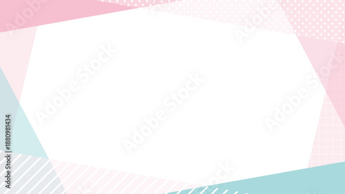 春　ピンクと水色の横長フレーム　16:9