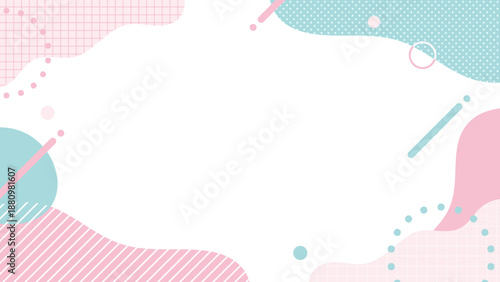 ピンクと水色の横長フレーム　バレンタイン　ホワイトデー