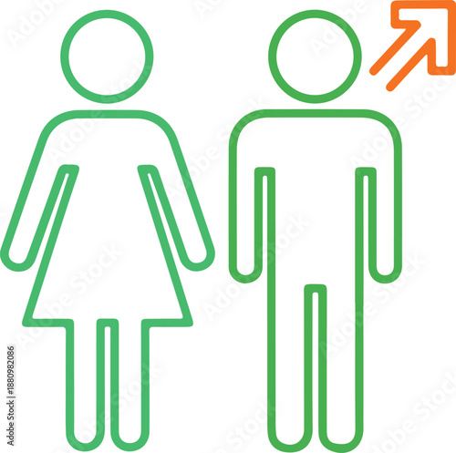 Male and Female Exit Icon Symbol Vector Outline Representing People Leaving or Navigation Signs