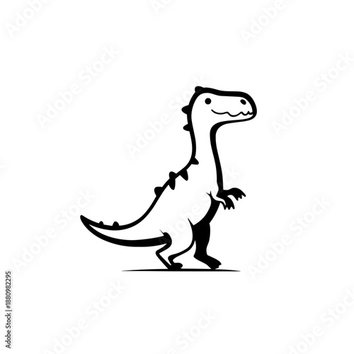 Allosaurus. Allosaurus simple black and white line art vector logo