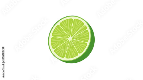 Vibrant lime slice on clean white background