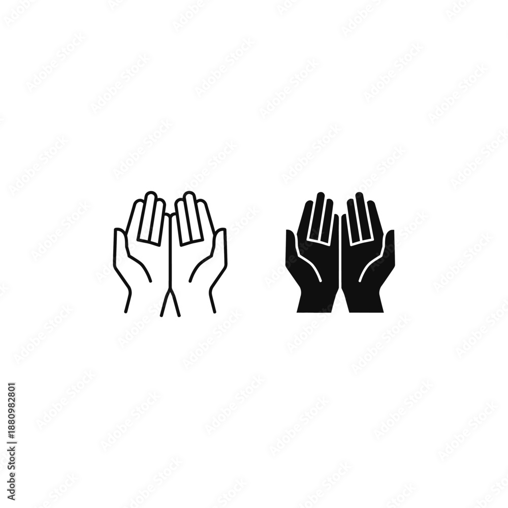 Fototapeta premium Hands holding rectangular object from different sides in line and solid styles