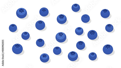 Isometric blueberries pattern on white background for modern design
