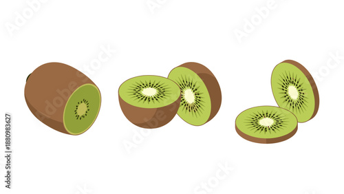 Fresh kiwi fruit in contemporary flat style display