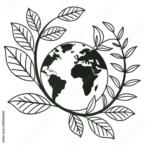 Earth encircled by leaves