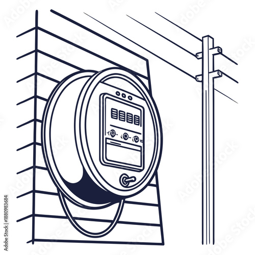 Modern parking meter installed on street