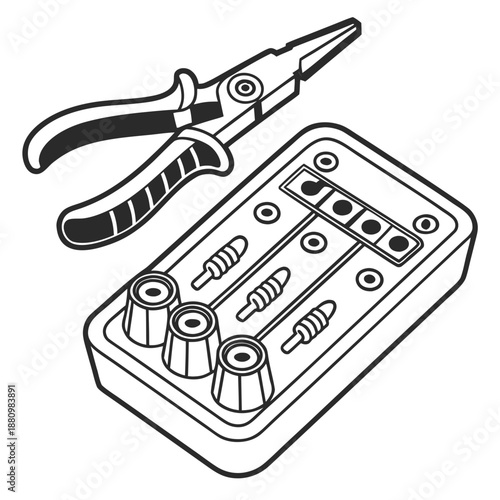 Tool kit with pliers and screws