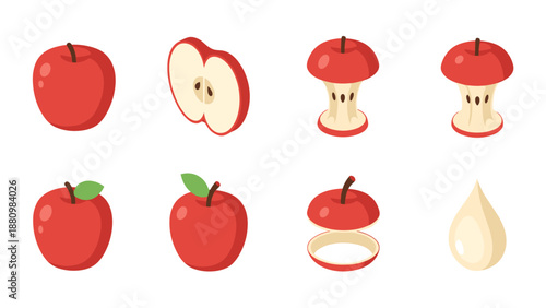 Charming apples in various stages and styles on a white background for creative design use