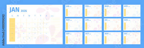 Cartoon Color Abstract Calendar Template Office Accessory for Your Business Web Design Element Flat Design Style. Vector illustration