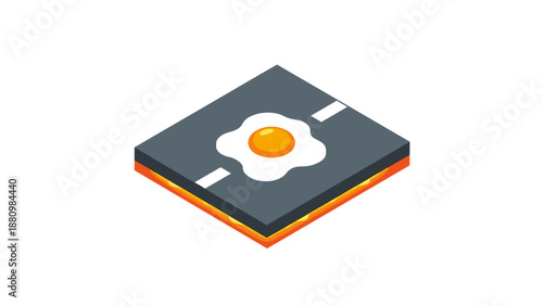 Isometric fried egg on asphalt road conceptual design