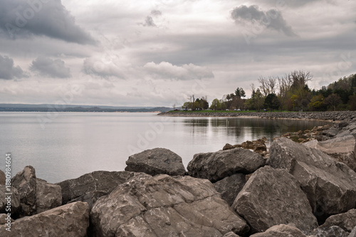 Petoskey shoreline on a cloudy spring day