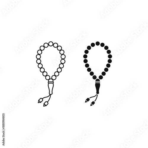 rosary beads for prayer and meditation in black and white line art style