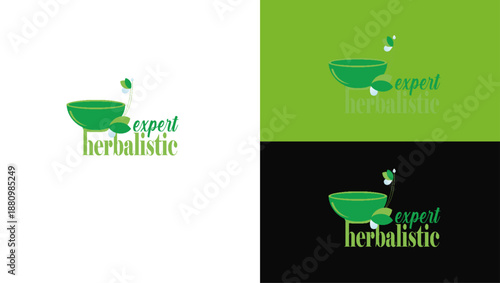 set of cocktail glasses and cocktail a logo for herbal branding business