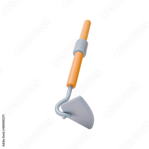 3d Colorful Hoe Tool Agricultural and Garden Concept Cartoon Design Style Isolated on a White Background. Vector illustration