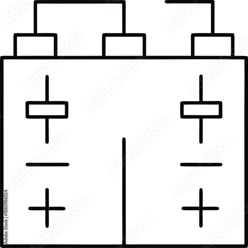 battery icon line art vector on transparent background