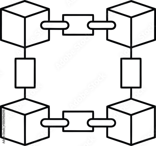 blockchain icon icon line art vector on transparent background