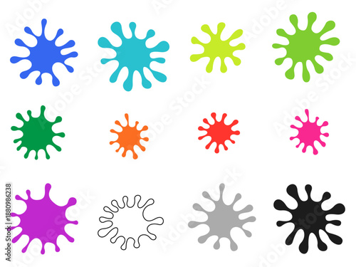 飛び散るインクのアイコンセット