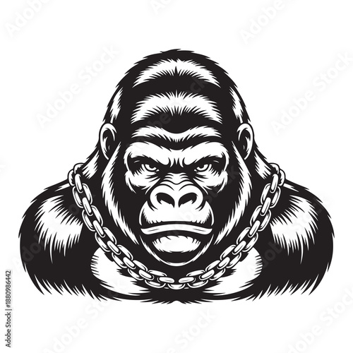 Gorilla wearing sunglass cool silhouette isolated on white background minimalist vector illustration
