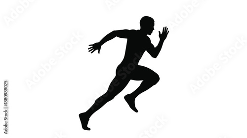 A dynamic runner in motion captured as a striking black silhouette