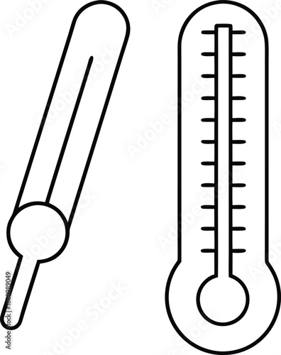 thermometer icon line art vector on transparent background