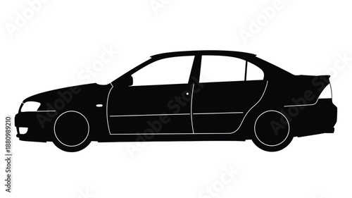 Black sedan car side view illustration a striking automotive silhouette