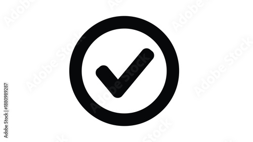 Simple black check mark inside a circle a minimalist graphic silhouette