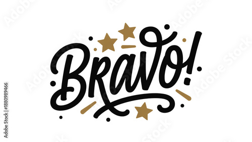 Festive Handwritten Bravo Celebration Lettering.