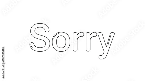 Black and white outline of the word sorry depicted as a silhouette