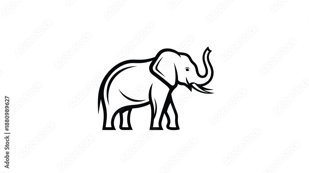 Fototapeta premium A striking black and white illustration of an elephant silhouette