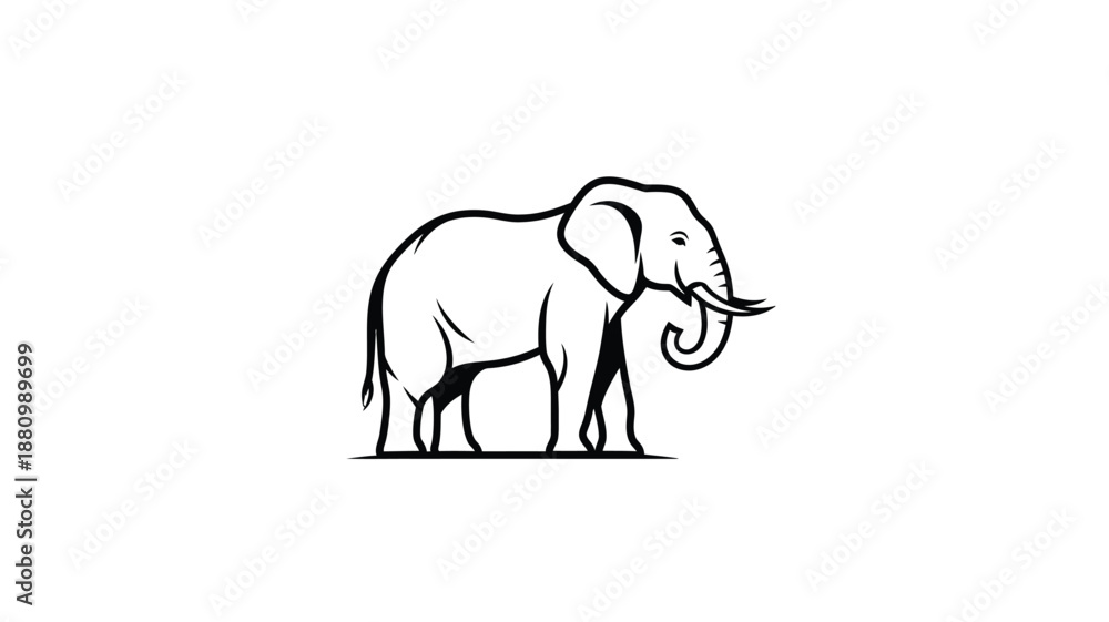 Fototapeta premium Elegant elephant portrait with intricate details a striking black silhouette