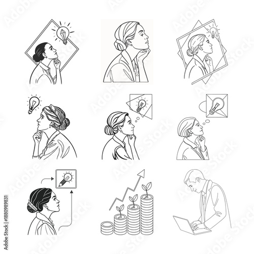 Brainstorming Journey: A curated series of sketches illustrates the captivating process of inspiration, thought, and concept. A symphony of ideas.