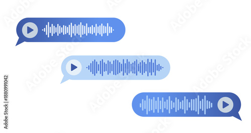 Voice message audio chat interface with record and play bubble vector