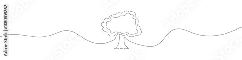 Tree icon line continuous drawing vector. One line Tree icon vector background. Tree icon. Continuous outline of a Tree icon.