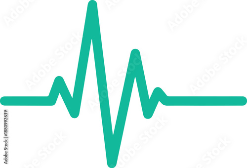 Vibrant Teal Electrocardiogram Heartbeat Pulse Tracing Representing Health, Fitness, and Medical Wellness